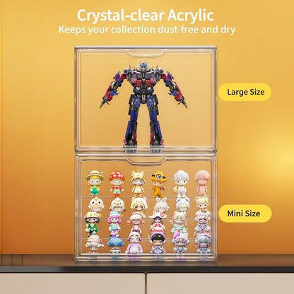 Acrylic Collectible Display Box Transparent Figure Display Box, with Magnetic Door, Stackable Design Dustproof Mini Figure Display Stand Display Organizer Countertop with Adjustable Shelves - size: Fourth floor