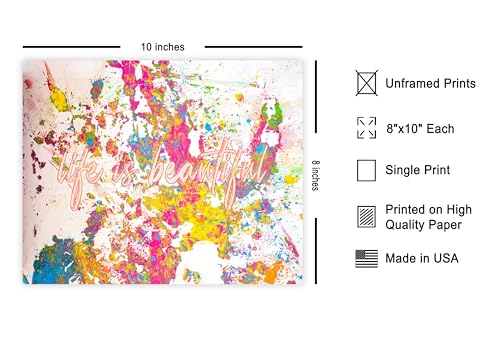 Poster Master Life Is Beautiful Poster - Positive Quote Print - Pop Masterpiece Art - Colorful Living Room or Office Decor - 8x10 UNFRAMED Wall Decor - color: Style-10, size: 8"L x 10"W