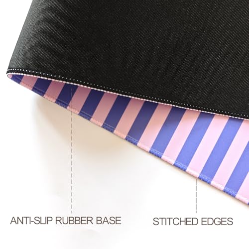 Blue Pink Striped Desk Mat Cute Pastel XXL Large Gaming Mouse Pad Desk Pad Kawaii Aesthetic Home Office Decor Cozy Keyboard Laptop Computer Mat - color: A6- Blue Pink
