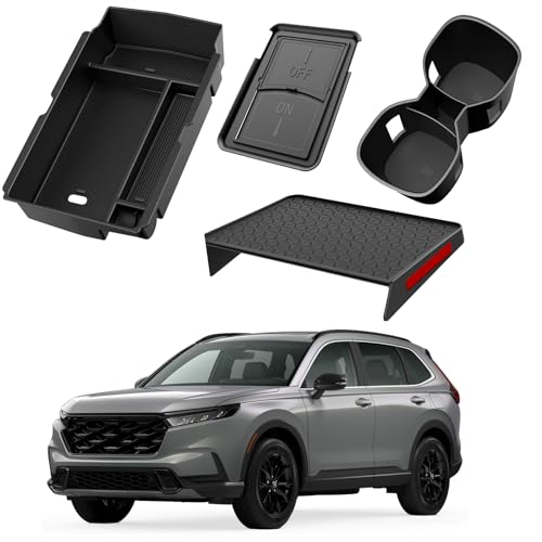 YPHUIKI 4PCS Center Console Organizer Compatible with Honda CRV 2023 2024 2025 2026 Accessories CR-V Hybrid Armrest Organizer Tray Hidden Storage Box Cup Holder - size: 2023-2026 CR-V (4pcs)