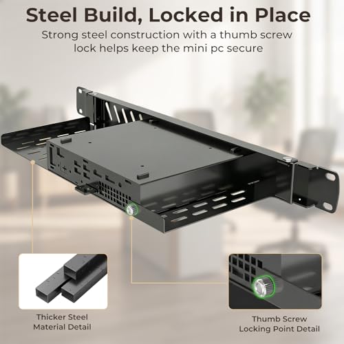 Mini Rack Mount for Dell OptiPlex Micro PC Rack Mount for Dell OptiPlex MFF 7050 5070 7020 3000 3060 9020 1U Hinged Server Rack Shelf for Dell Mini PC for 19” Server Rack or Cabinet with Cable Ties