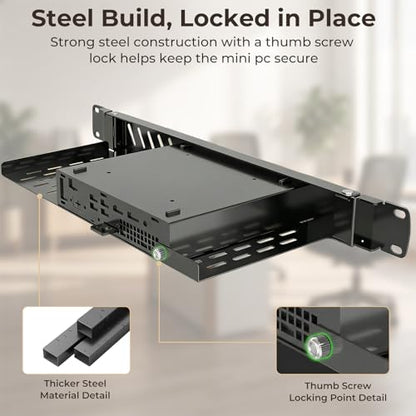 Mini Rack Mount for Dell OptiPlex Micro PC Rack Mount for Dell OptiPlex MFF 7050 5070 7020 3000 3060 9020 1U Hinged Server Rack Shelf for Dell Mini PC for 19” Server Rack or Cabinet with Cable Ties