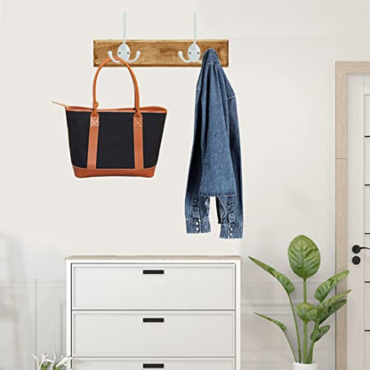 IBosins 6 Pack Big Heavy Duty Three Prongs Coat Hooks Wall Mounted with 12 Screws Retro Double Utility Rustic Hooks for Thick Coat, Big Heavy Bags (White) - color: White