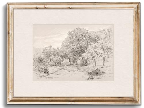 Uniro Neutral Wall Art for Home Decor, Farmhouse Landscape Tree Sketch Drawing Wall Decor, Rustic Nature Canvas Prints Antique Moody Neutral Landscape Oil Painting Vintage Art Pictures for Bedroom Bathroom Decor( 8" x 10"-UNFRAMED) - color: Nature sketch1