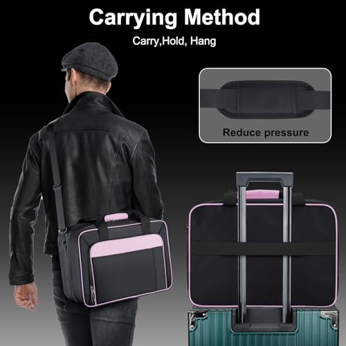 Carrying Case Fit for PS5, Travel Thickened Protective Bag Compatible with Playstation 5 Console, Headset, PS5 Controller, Game Discs, and Gaming Accessories, Pink - color: Pink