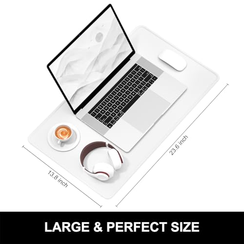 Hsurbtra Desk Pad, 23.6" x 13.8" Premium-Textured Desk Mat, Stitched Edge Anti-Slip Waterproof Rubber Mouse Pad, M Extended Computer Mat for Office Gaming Laptop Keyboard Ivory White - color: Ivory White, size: M Deskpad (23.6" x 13.8")
