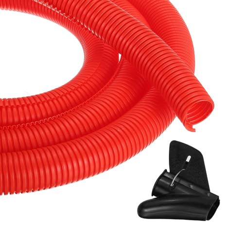 MECCANIXITY 1 1/4 Inch 10ft Split Wire Loom Tubing, Flexible Cord Protectors with Installation Tool Cable Management Sleeve Conduits Cover for Office Home Electrical Automotive Wires, Red - color: Red, size: 1 1/4 Inch 10ft