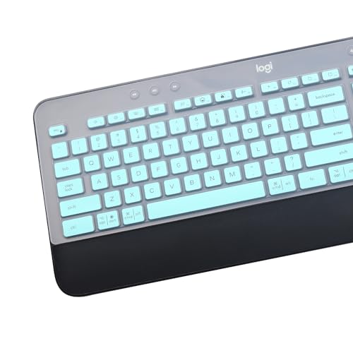 Keyboard Cover Skin for Logitech MK545 MK540 Wireless Keyboard, Logitech MK545 Keyboard Protector, Logitech MK540 Ultra Thin Desktop PC Silicone Clear Keyboard Skin Protector-Hotblue - color: Hotblue