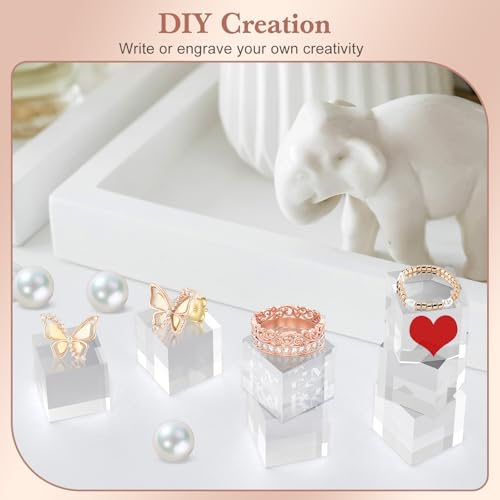SAMYUCHO Acrylic Base 10 Pieces Acrylic Blocks for Display 1 X 1 X 1 Inch Square Riser Display Stands Trophy Base Pedestal Stands Clear Cube for Trophy Jewelry Props Food Party Crafts