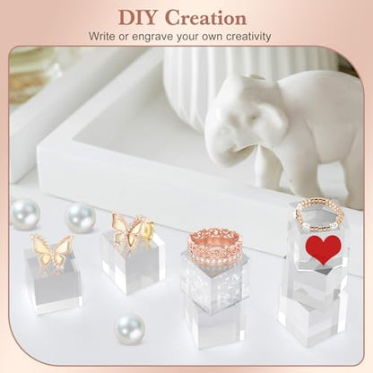 SAMYUCHO Acrylic Base 10 Pieces Acrylic Blocks for Display 1 X 1 X 1 Inch Square Riser Display Stands Trophy Base Pedestal Stands Clear Cube for Trophy Jewelry Props Food Party Crafts