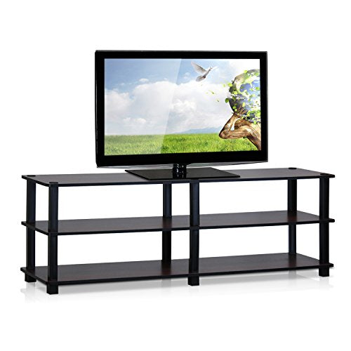 Furinno Turn-S-Tube No Tools 3-Tier Entertainment TV Stands, Dark Cherry and Black - color: Dark Cherry/Black, size: 55-inch No Tools