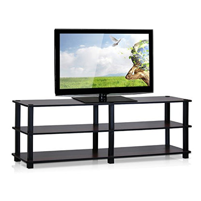 Furinno Turn-S-Tube No Tools 3-Tier Entertainment TV Stands, Dark Cherry and Black - color: Dark Cherry/Black, size: 55-inch No Tools