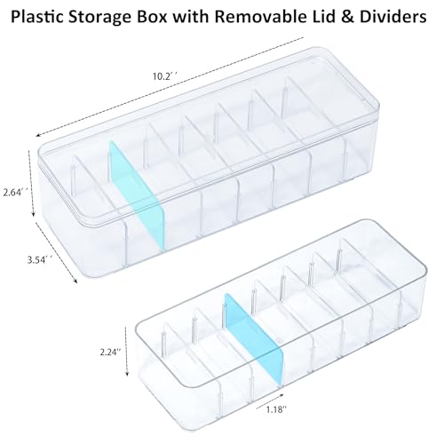 Cord Storage Organizer for Desk Drawer, Plastic Adjustable Cable Organizer Box with Lid and Wire Ties, Clear Phone Charger Case for Home Office - color: Clear ( with Lid ), size: 1 Pack
