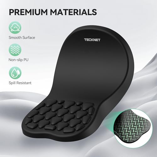 TECKNET Ergonomic Mouse Pad with Wrist Rest, Soft Mousepad with Massage Design, Memory Foam and Non-Slip PU Base for Pain Relief, Gaming Mouse Pad for Desk, Home, Office, 12x8 Inches, Black - color: Black
