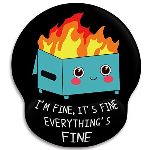 Ergonomic Mouse Pad with Wrist Rest Dumpster on Fire Gaming Mousepad Funny | Wrist Support Pain Relief, Cute, Office Desk Accessories, Work, Home, Non-Slip PU Base, for Wireless Mouse Computer Laptop - color: Dumpster on Fire Blue