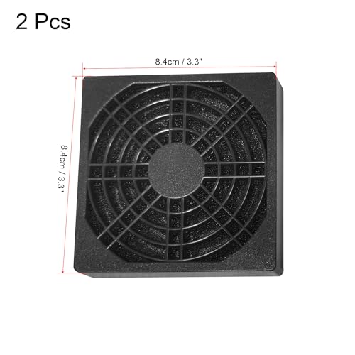 uxcell 2 Pack Fan Dust Filter Guard Grill Cover Black Plastic Computer Mesh for 80mm PC Case Fan