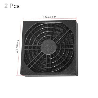 uxcell 2 Pack Fan Dust Filter Guard Grill Cover Black Plastic Computer Mesh for 80mm PC Case Fan