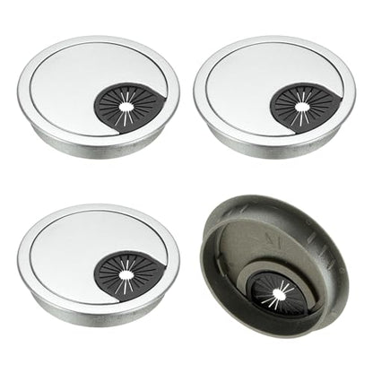 M METERXITY 4-Pack Cable Hole Cover, 2.8 Inch 70mm ABS Desk Cable Wire Cord Grommet Hole Cover for Home/Office Desktop Wire Organizer [Silver] - size: 2.8"
