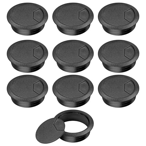 2" Spring Desk Grommet, JTemgle Plastic Cable Hole Cover Computer Table Cord Wire Organizer Caps Desktop Cord Management for Home Office TV Stands Tabletops - Black, 10 Pcs - color: Black, size: 2" / 50mm