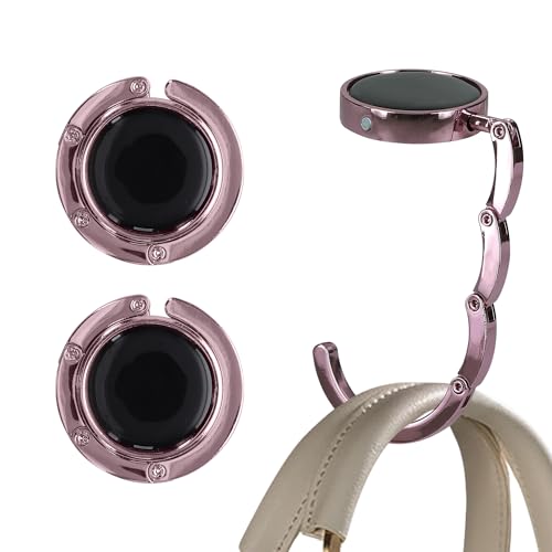 kwmobile Purse Hook for Table - Set of 2 Purse Holder - Folding Handbag Hanger - Portable Bag Holder - Bag Hooks for Desk - Table Hook Light Pink - color: Light Pink