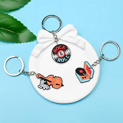 Keychains Bulk,Funny Key Chain for Prizes Incentives Holiday Gifts Birthday Party Favors - color: 22pcs Music Keychains