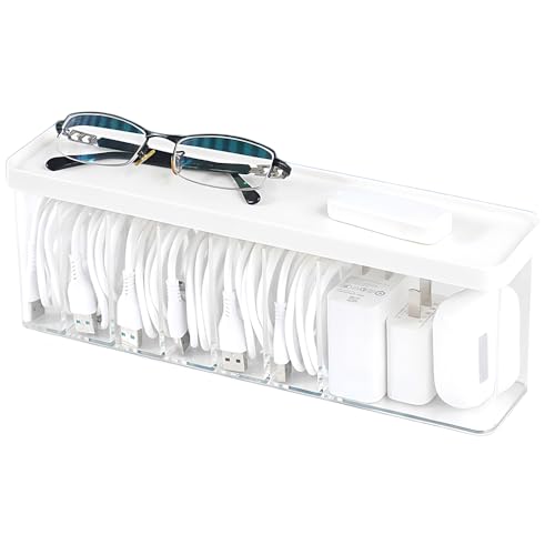 Charger Cable Cord Storage Organizer Box - 1 Pack With Lid - Easy Storage Without Cable Ties - style: Minimalist