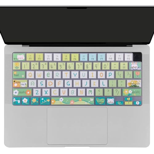 Cute Silicone Keyboard Cover for 2021-2024 MacBook Air 13.6" 15" A2941 A3114 A2681 A3113, MacBook Pro 14" 16" A2442 A2779 A2918 A2992 A2485 A2780 A2991 A3112 A3401 A3406 M4 M3 M2 M1 Max, Cute Flowers - color: Cute Flowers