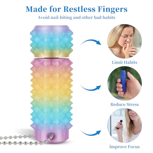Little Ouchies Pain Stim Fidget Toy, 3D Printed Pocket Spiky Keychain with Clicker Button Spinner Sensory Toys for Anxiety Focus & Stress Reduction Novelty Gifts(H2) - color: H2