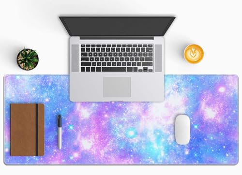 Magical Galaxy Star Desk Mat Pink and Blue Mouse Pad Large Dark Aesthetic Desk Pad Gaming Mousepad Extended XL 31.5 x 11.8 in Laptop Computer Mouse Keyboard Mat - color: Pink and Blue Magical Galaxy Star