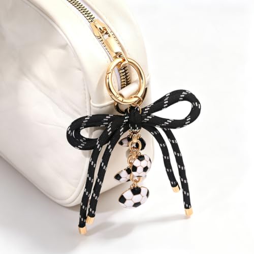 PHALIN Football Baseball Basketball Golf Bag Charms Keychain for Women Men Bow Purse Charm Sport Mom Gifts - style: Soccer-5