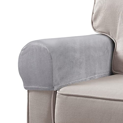 BESPORTBLE 2pcs Chair Arm Protectors Stretch Fabric Armrest Sofa Armrest Cover Armchair Slipcover Protector Elastic Home Office Recliner Couch Loveseat Protective Cloth Grey