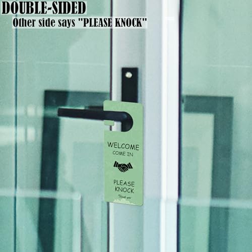 Meeting in Progress Office Sign, 2Pack Do Not Disturb/Please Knock Come in Sign, Double Sided - Ideal for Office, Home, Clinic, Hotel, Dorm, Online Class, School, Counselling - color: YELLOW GREEN