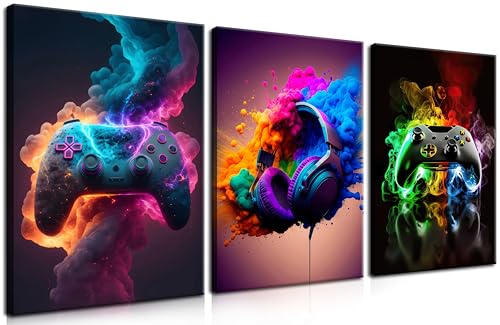 MUWAK Gamer Room Decor Canvas Wall Art for Teen Boys Room - Cool Video Gaming Theme Wall Decor Set of 3 - Game Paintings Picture Print for Youth Boys Bedroom 16x24 inch - color: Inkjet games, size: Canvas 16x24 inch