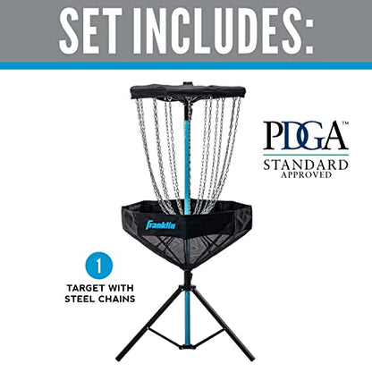 Franklin Sports Disc Golf Baskets - Portable Disc Golf Target with Chains Included - Disc Golf Basket Stand Equipment for Hole + Course Creation - style: Elite Steel Chain