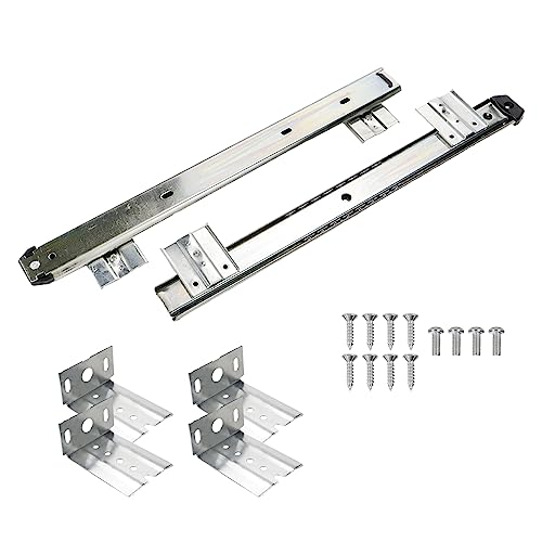 KUMGROT Keyboard Tray Slides 14" Silver Cold Rolled Steel Computer Drawer Tray Ball Bearing Keyboard Slides with Adjustable Height Bracket - color: Silver, size: W:1.38"/T:0.3"