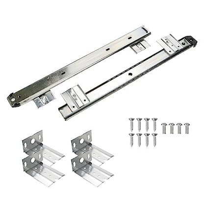 KUMGROT Keyboard Tray Slides 14" Silver Cold Rolled Steel Computer Drawer Tray Ball Bearing Keyboard Slides with Adjustable Height Bracket - color: Silver, size: W:1.38"/T:0.3"