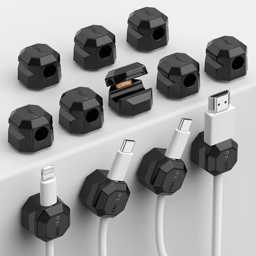 12 Pack Rotatable Cable Clips,Spring Cord Organizer Desk Cable Management Cord Holder Adhesive Phone Charger Cord Clips for Home Office Car Wall Nightstand Accessories Black - color: Black, size: 12 Pack
