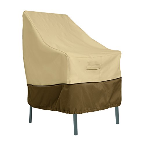 Classic Accessories Veranda Water-Resistant 25.5 Inch High Back Patio Chair Cover, Pebble, Outdoor Chair Covers