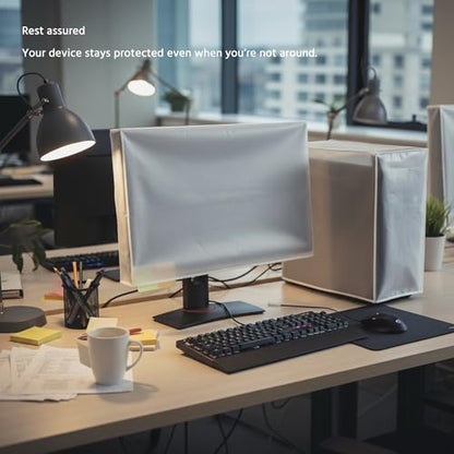 CPU Dust Cover See-Through Lightweight Waterproof Computer Desktop Office Work PC Small-Tower Full Body Protective Case - Small Size - size: 8Wx15.5Dx15.5H in