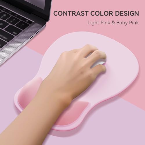 Ergonomic Mouse Pad with Wrist Rest,Cute Gel Mousepad Wrist Support - Small Mini Portable for Travel Mouse Pads for Desk Laptop,Computer,Office & Home Decor (Pink&Light Pink) - color: H-Pink&Light Pink