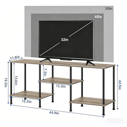 50 Inch TV Stand for Living Room Small Entertainment Center with Storage Shelves Farmhouse 3 Tier TV Console Table Bedroom TV Media Cabinet for 50 43 40 32 Inch, Grey - color: Grey