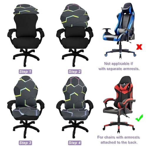Gaming Chair Covers, 3D Printing One-piece Universal Fit Gaming Chair Seat Cover with Armrest Sloipcover(Color:Style 6) - color: Style 6