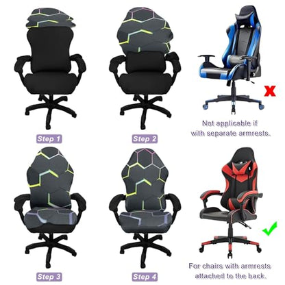 Gaming Chair Covers, 3D Printing One-piece Universal Fit Gaming Chair Seat Cover with Armrest Sloipcover(Color:Style 6) - color: Style 6