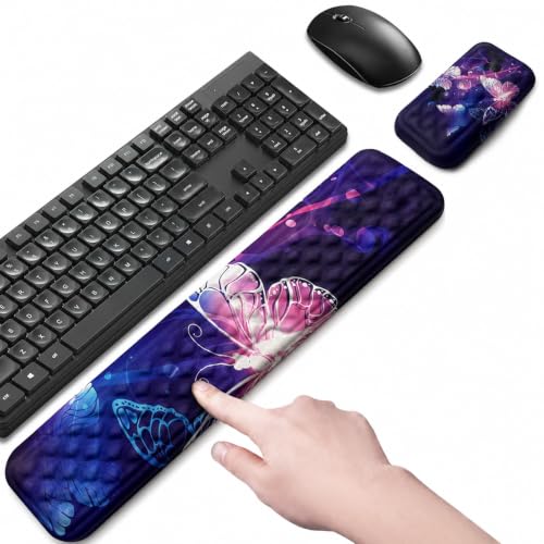 Keyboard Wrist Rest Mouse Wrist Support, Memory Foam Wrist Rest Pad for Computer Laptop, Ergonomic Wrist Cushion Support for Typing Pain Relief, Gaming Home Office, Butterfly - color: Butterfly