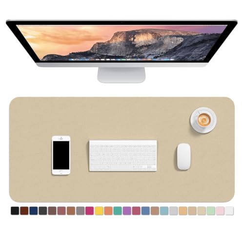 Hsurbtra Desk Pad, 30" x 14" PU Leather Desk Mat, XL Extended Mouse Pad, Waterproof Desktop Blotter Protector, Non-Slip Ultra Thin Large Laptop Keyboard Writing Mat for Office Home, Beige - color: Beige, size: 30" x 14"