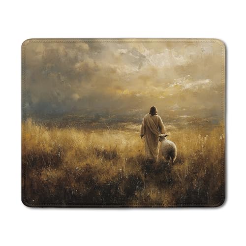 Christian Jesus with Lamb Mouse Pad, Christian Jesus Religious Gifts Mouse Pads Mousepad for Office Desk Computers Laptop, Religious Faith Office Supplies Desk Accessories, 9.5x7.9 Inch - color: 16Child, size: 9.5x7.9