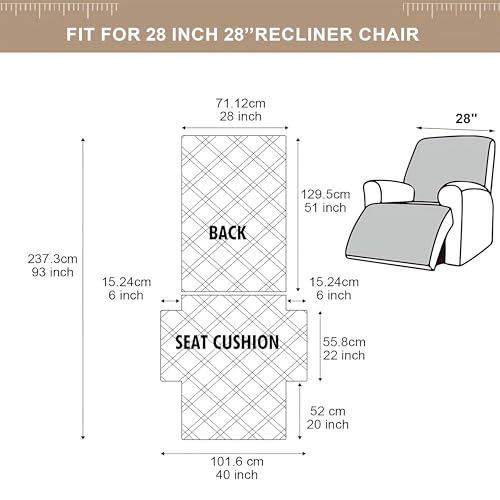 Genina Waterproof Oversized Recliner Chair Covers - 100% Protection, Non-Slip, Washable Recliner Slipcover for Larger Recliners, Kids & Pets Friendly【28'' /Black】 - color: Black, size: 28 in （Oversized 1 Seater）