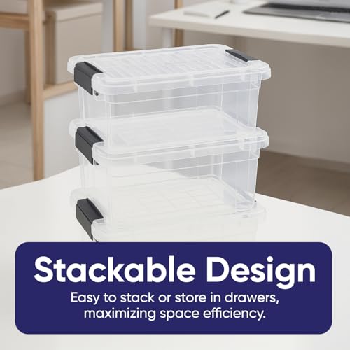 Superio Mini Storage 3 Pack Container Plastic Crayon Box, Art n Crafts and Sewing Supplies Case, Stackable Clear Small Organizer for Beads, Stationery, Chalk, and Food - size: 0.7, 1.05 and 1.4 Quarts, style: 3 Pack