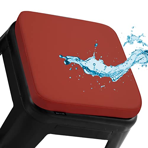 BUYUE Enhanced Anti-Slip Magnetic Bar Stool Cushion 1 Piece, Luxury PU Leather Waterproof Small Seat Cushion for Café Bistro Stackable Metal Stool (Square, Red, 1) - color: Red, style: Square-1 Pcs