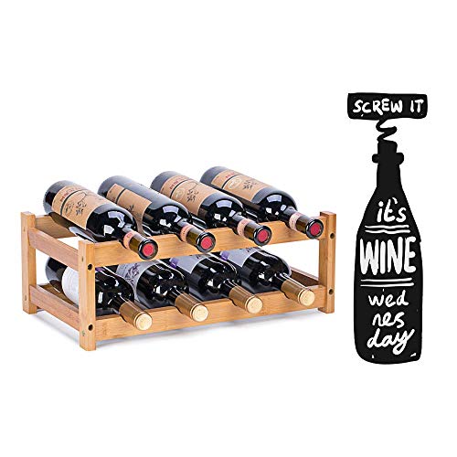 Bamboo Wine Rack - 2-Tier Countertop Display Shelf for 8 Bottles - size: 2-Tiers 8-Bottles